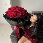 big red rose bouquet with 100 stem roses. perfect for proposals, weddings, anniversaries and birthdays.