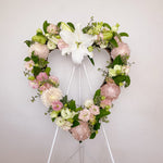 soft pink flowers heart wreath
