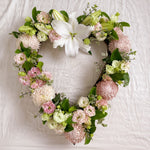 soft pink flowers heart wreath