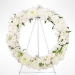 Seasonal white flowers round wreath