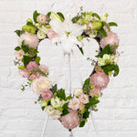 Soft pink flowers heart wreath