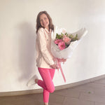 pink blush bouquet with roses and gerberas