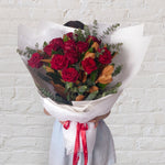 red rose & greenery bouquet - perfect for valentine's day, anniversaries, milestones, birthdays, and proposals.