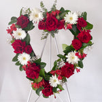Red and white flowers hearth wreath