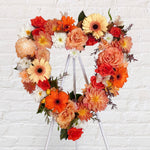 Orange flowers heart wreath