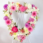 Soft pink and lilac flowers heart wreath