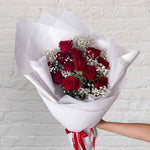 Red Roses & Baby's Breath Bouquet