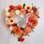 orange flowers heart wreath 