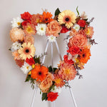 Orange flowers heart wreath