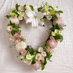 soft pink flowers heart wreath 