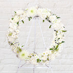 Seasonal white flowers round wreath