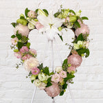 Soft pink flowers heart wreath 